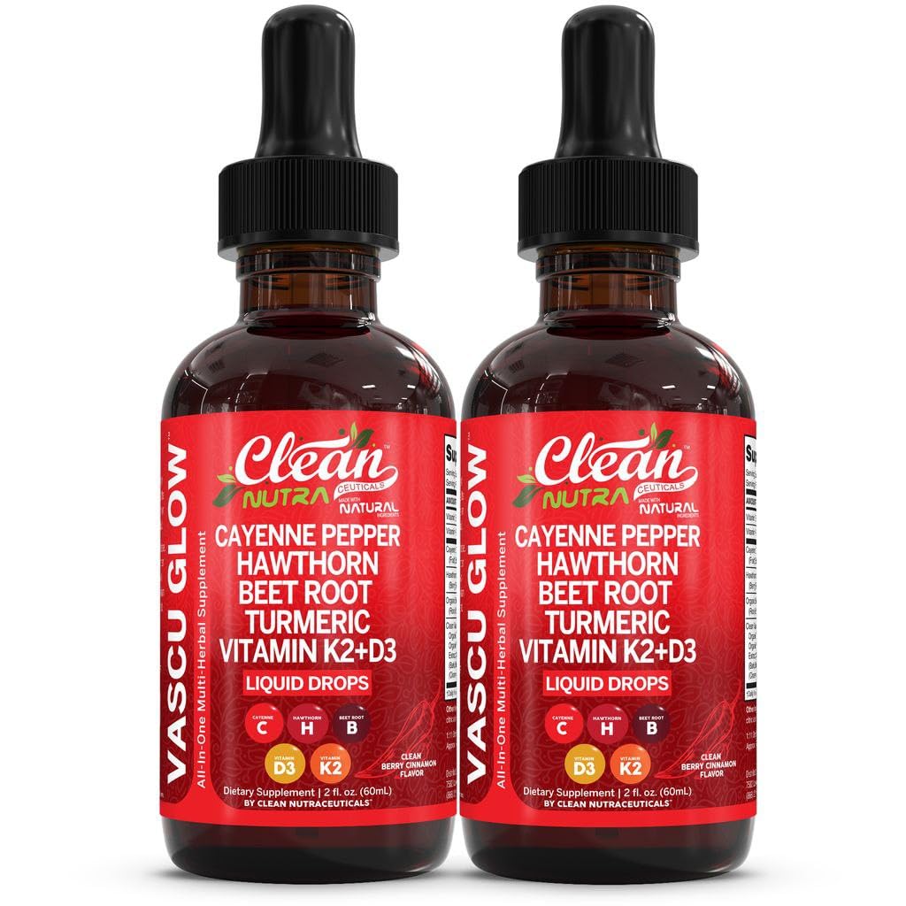 Clean Nutra Cayenne Pepper Drops Liquid with Hawthorn Berry, D3 K2
