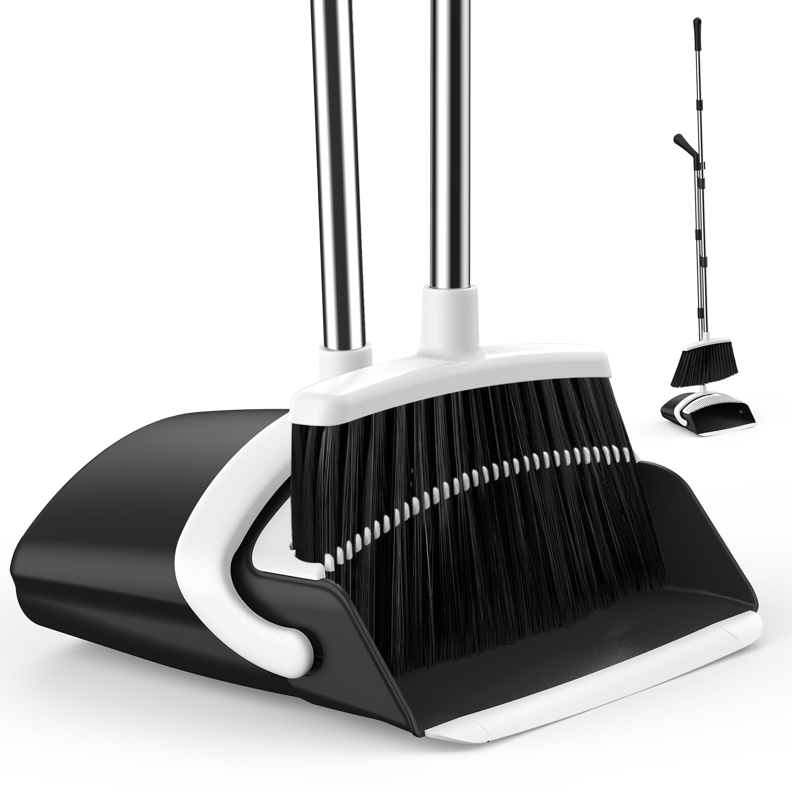 Broom and Dustpan Set with Adjustable Handle for Home Cleaning

