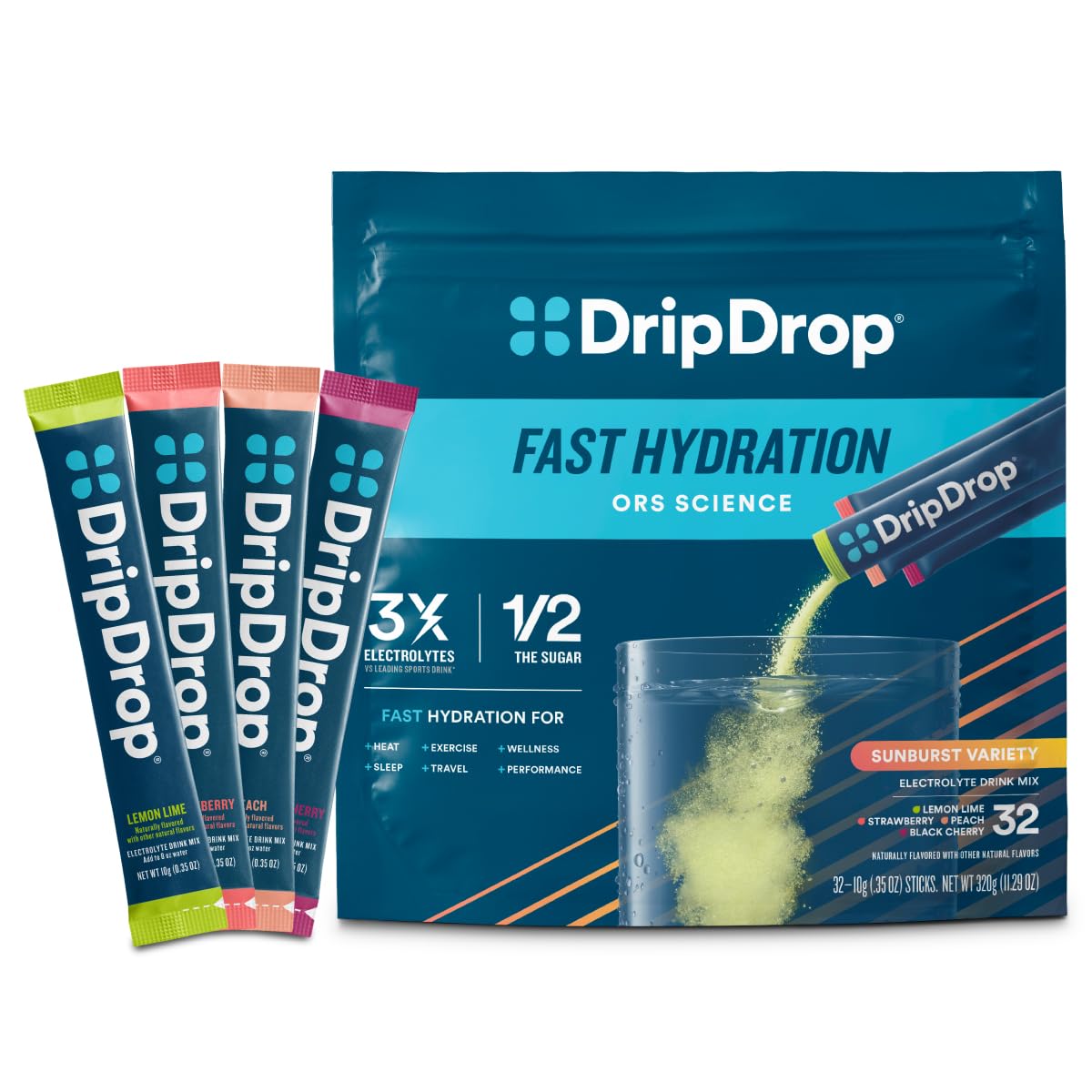 DripDrop Hydration Electrolyte Drink Mix, Non-GMO
