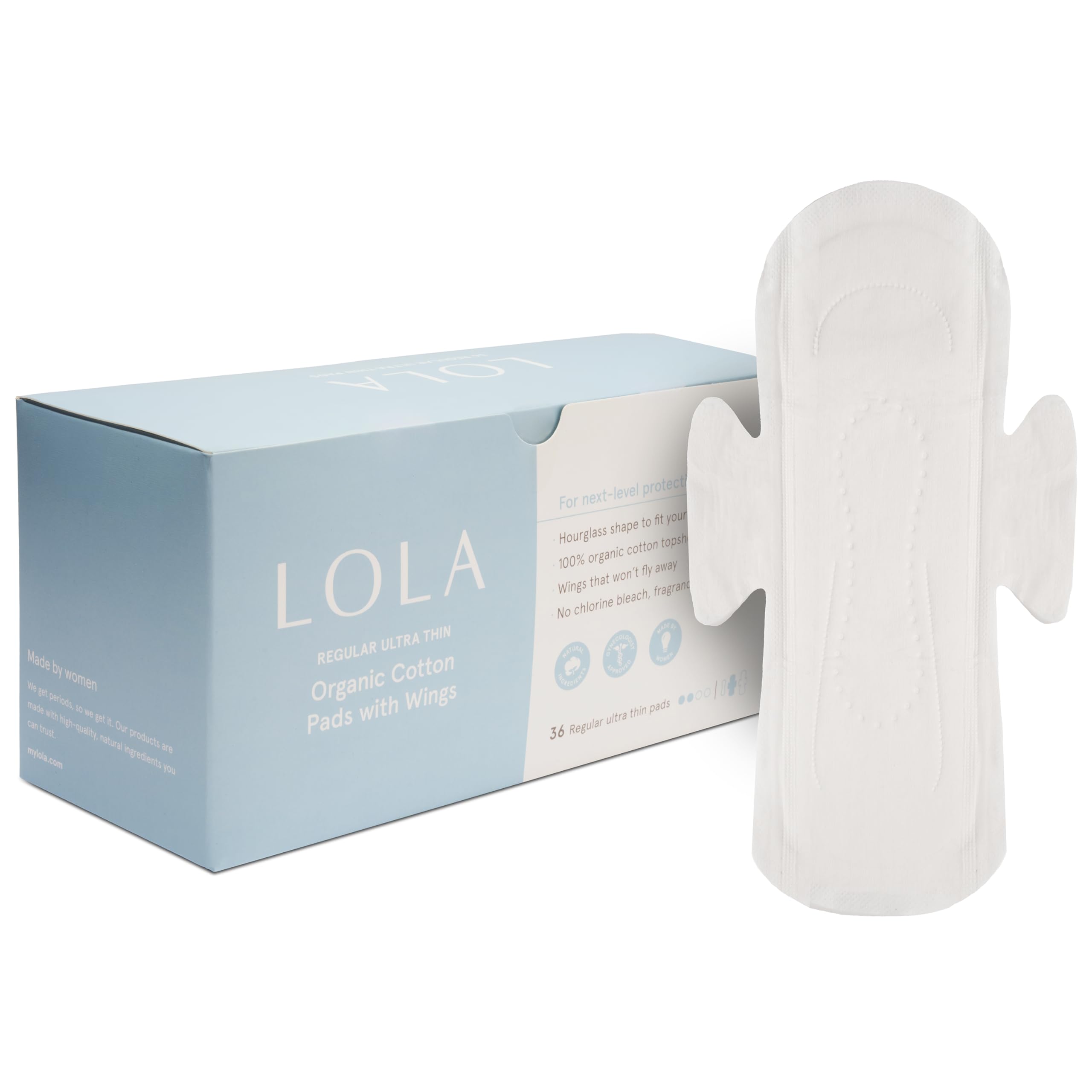 LOLA Cotton Pads with Wings - Organic Hypoallergenic

