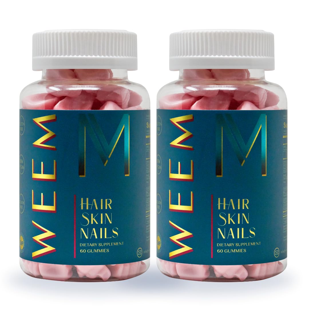 WEEM Hair Skin Nails Gummies - Vegan Biotin Vitamins for Healthy Hair & Nails