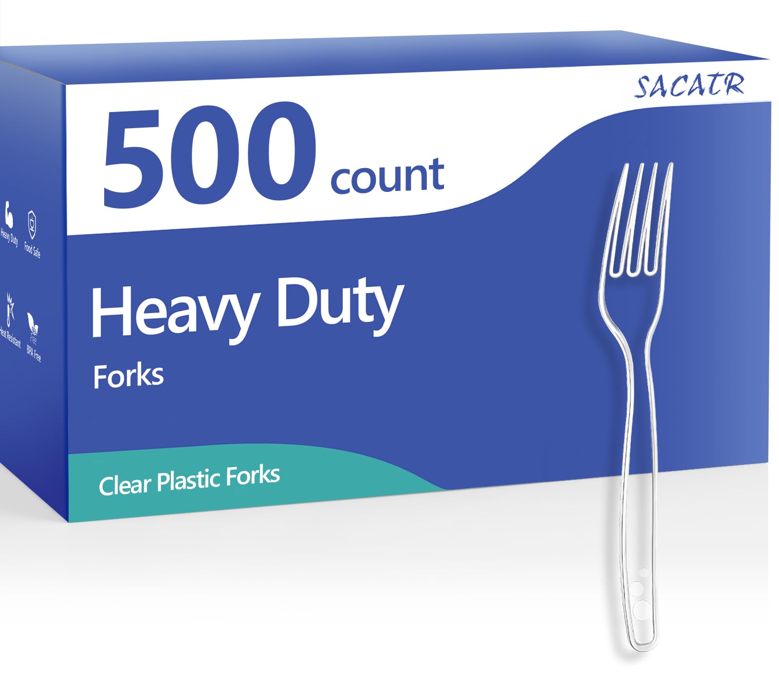 SACATR Heavy Duty Plastic Forks BPA-Free Disposable Cutlery