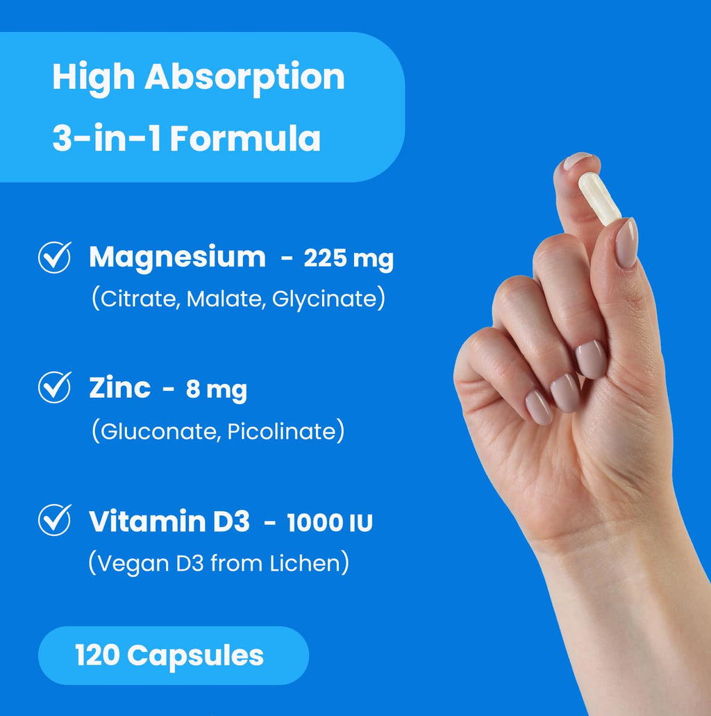 Magnesium Zinc Vitamin D3 Supplement for Bone Immune Health

