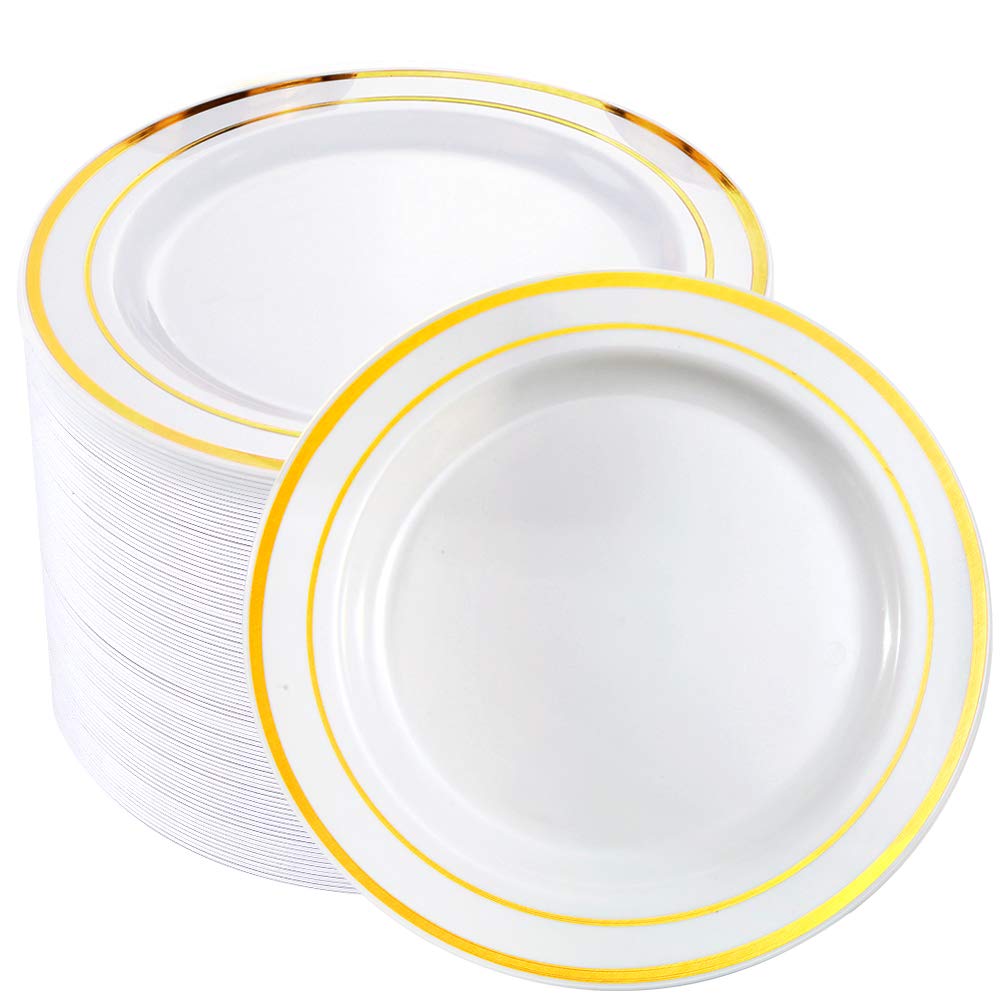 bUCLA Disposable Dinner Plates - Premium Plastic Tableware for Parties