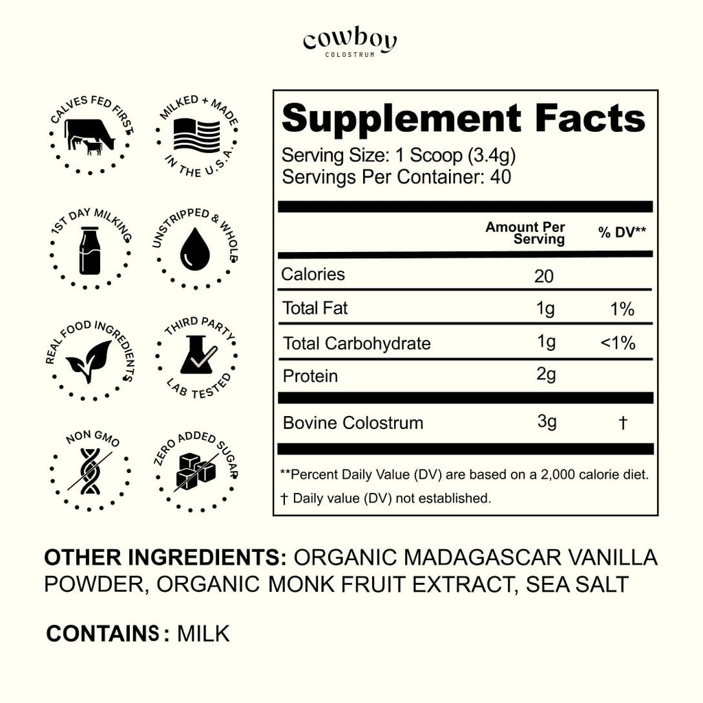Cowboy Colostrum Powder Grass Fed Immune and Gut Support

