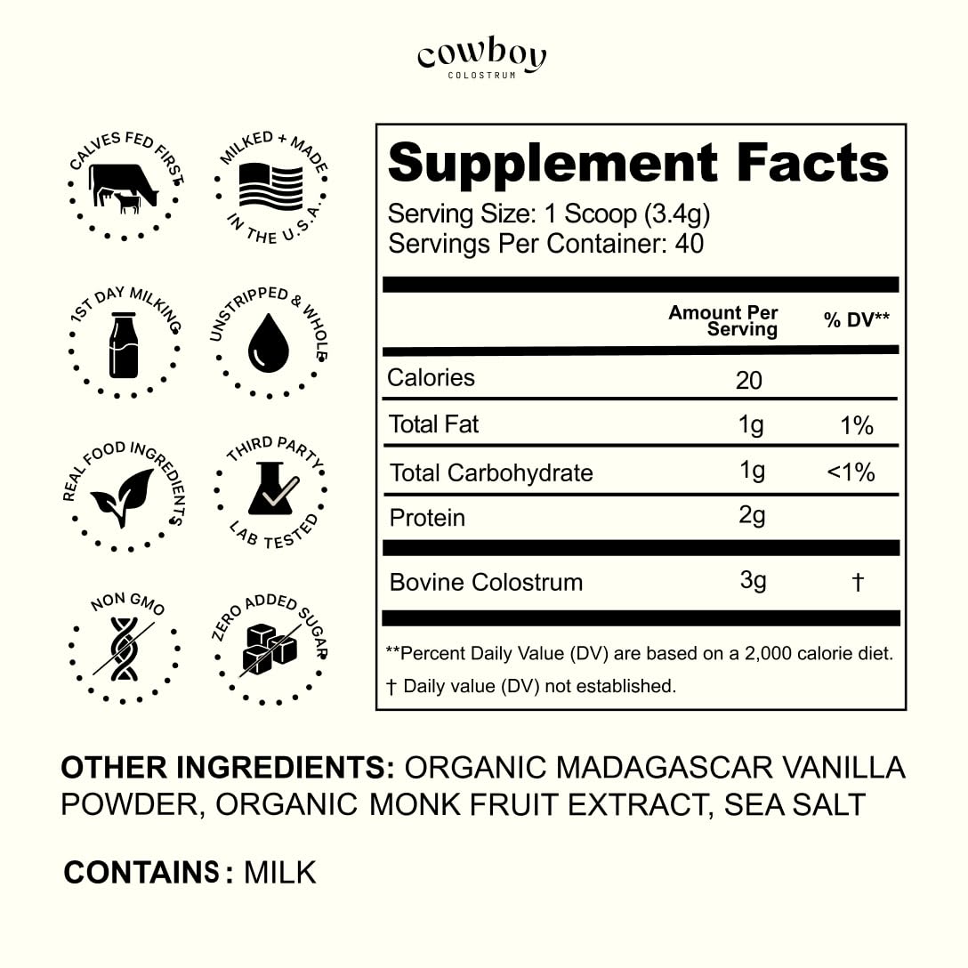 Cowboy Colostrum Powder Grass Fed Immune and Gut Support

