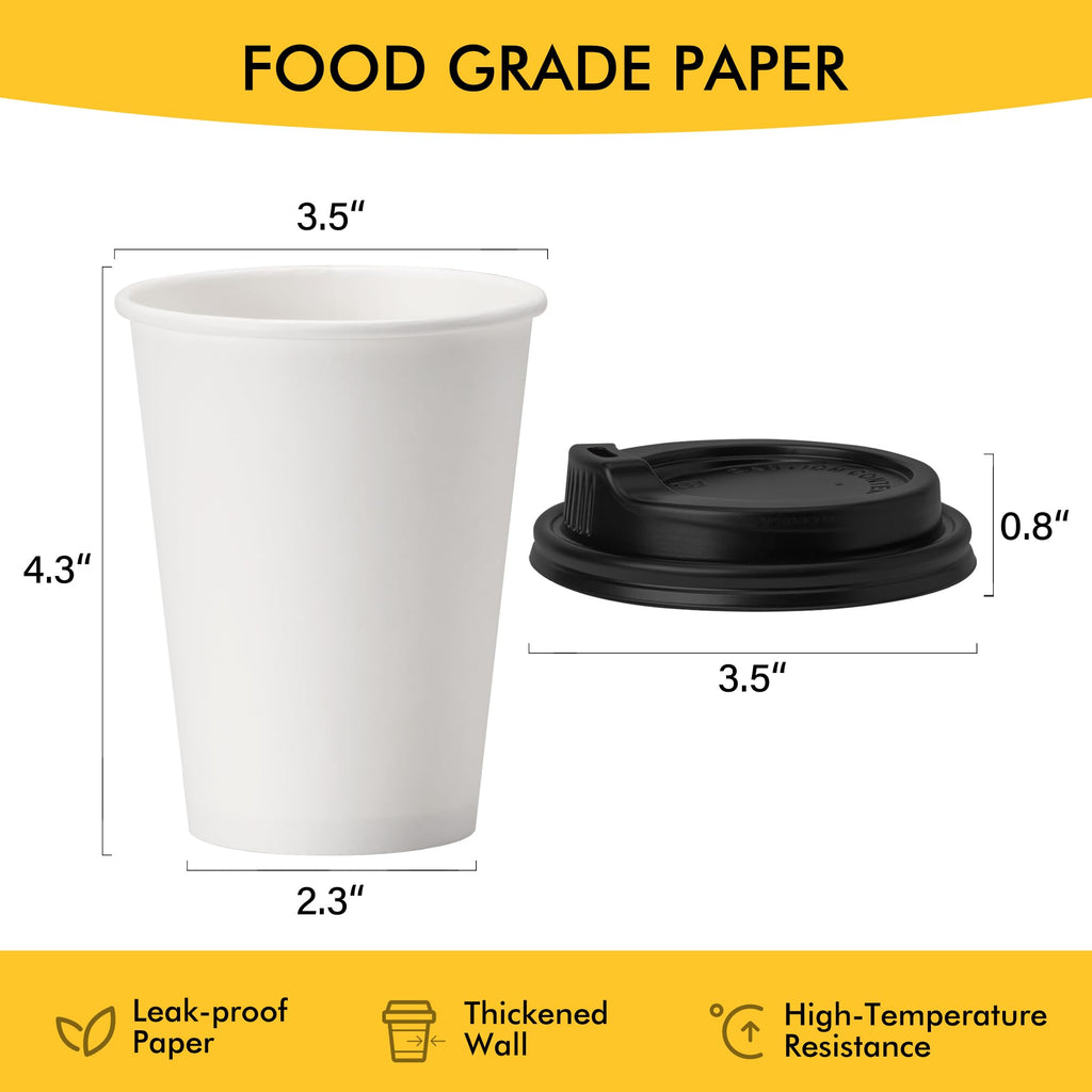 RACETOP Disposable Coffee Cups with Lids | Convenient

