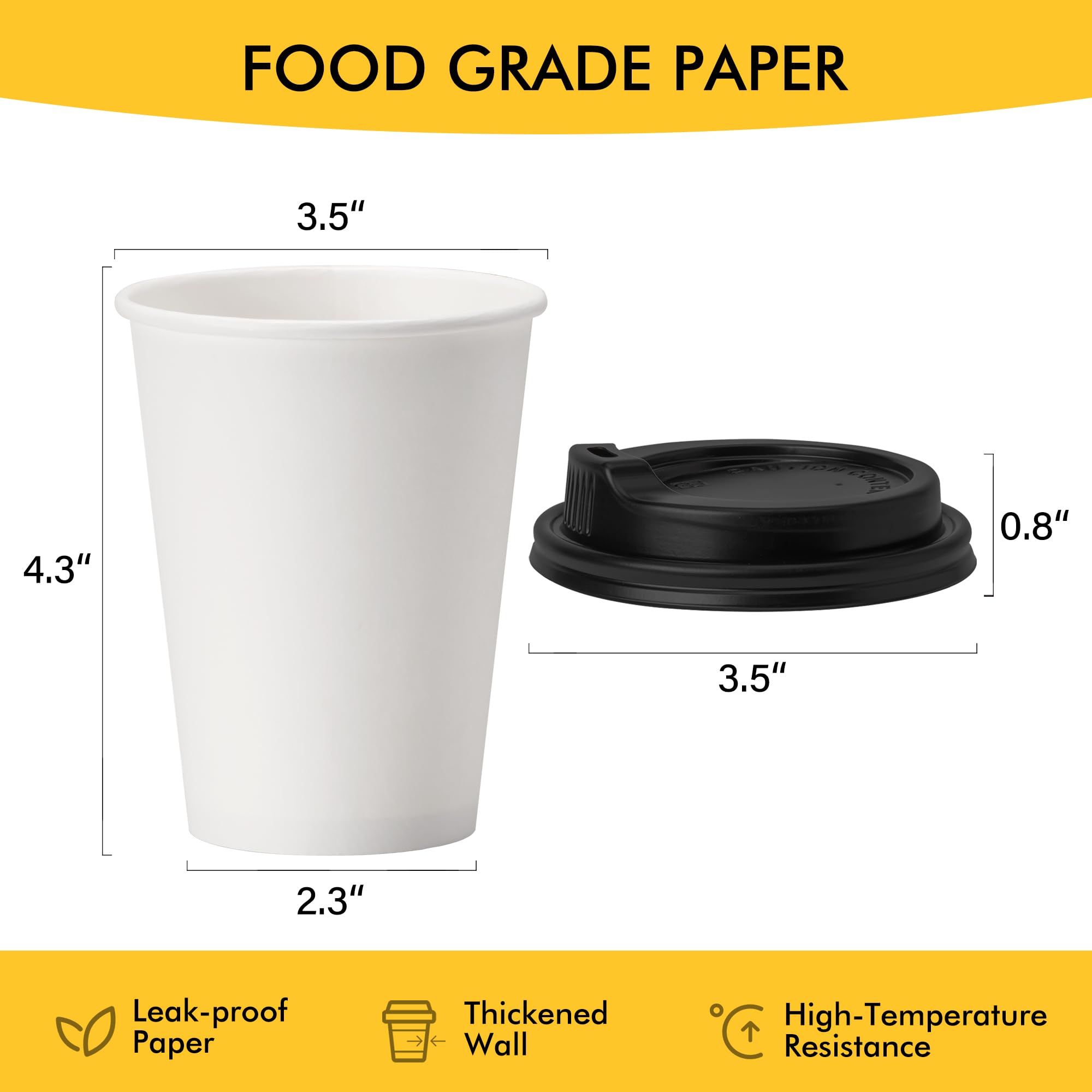 RACETOP Disposable Coffee Cups with Lids | Convenient

