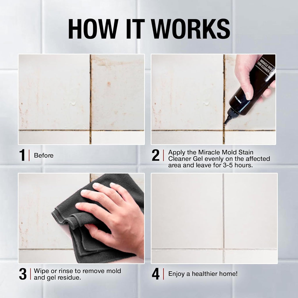 GlassGuard Miracle Mold Stain Remover Gel - Grout Cleaner

