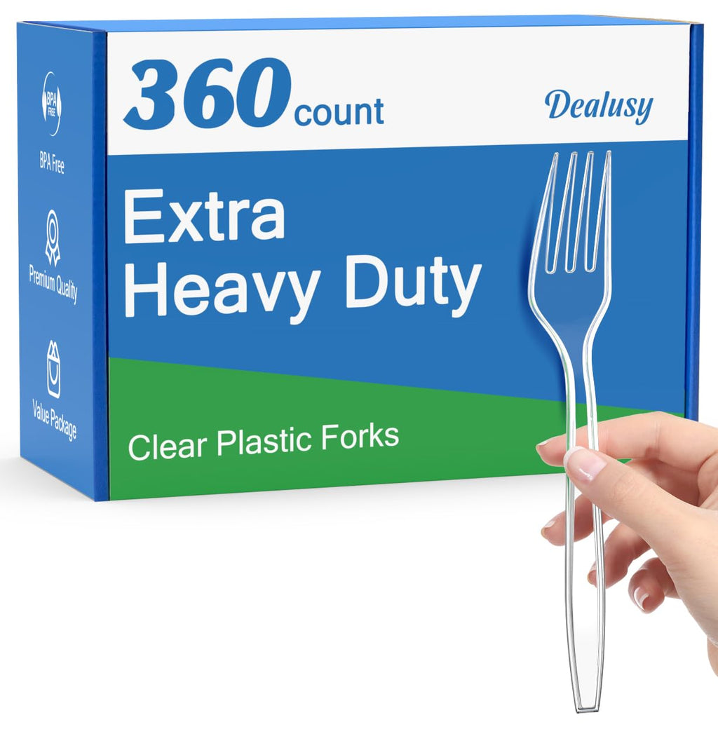 Dealusy Heavy Duty Plastic Forks BPA-Free and Heat Resistant

