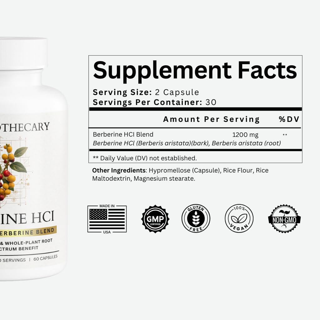 Berberine HCl Complex with Bark and Root - Vegan Capsules

