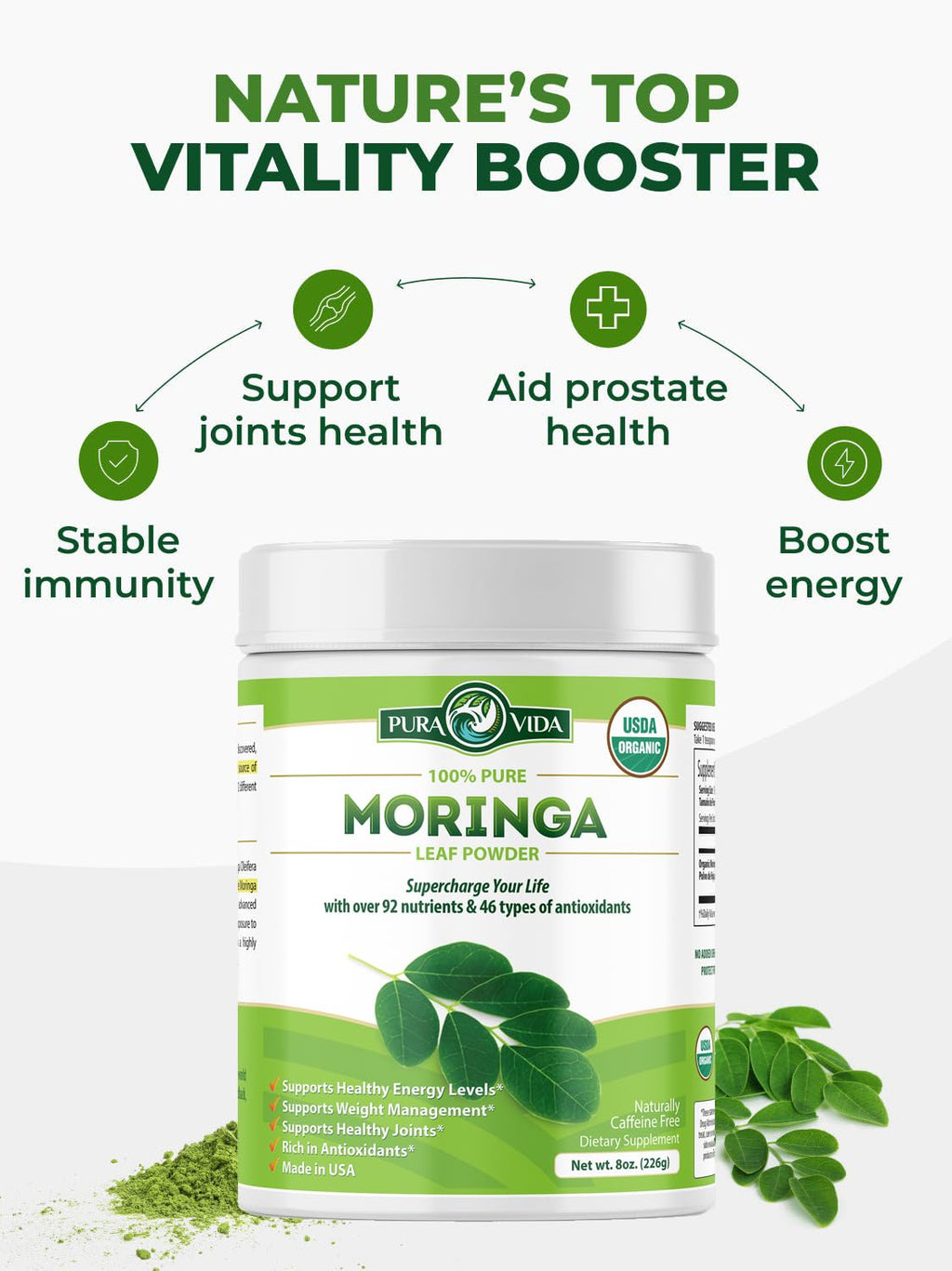 PURA VIDA Organic Moringa Powder | Single Origin

