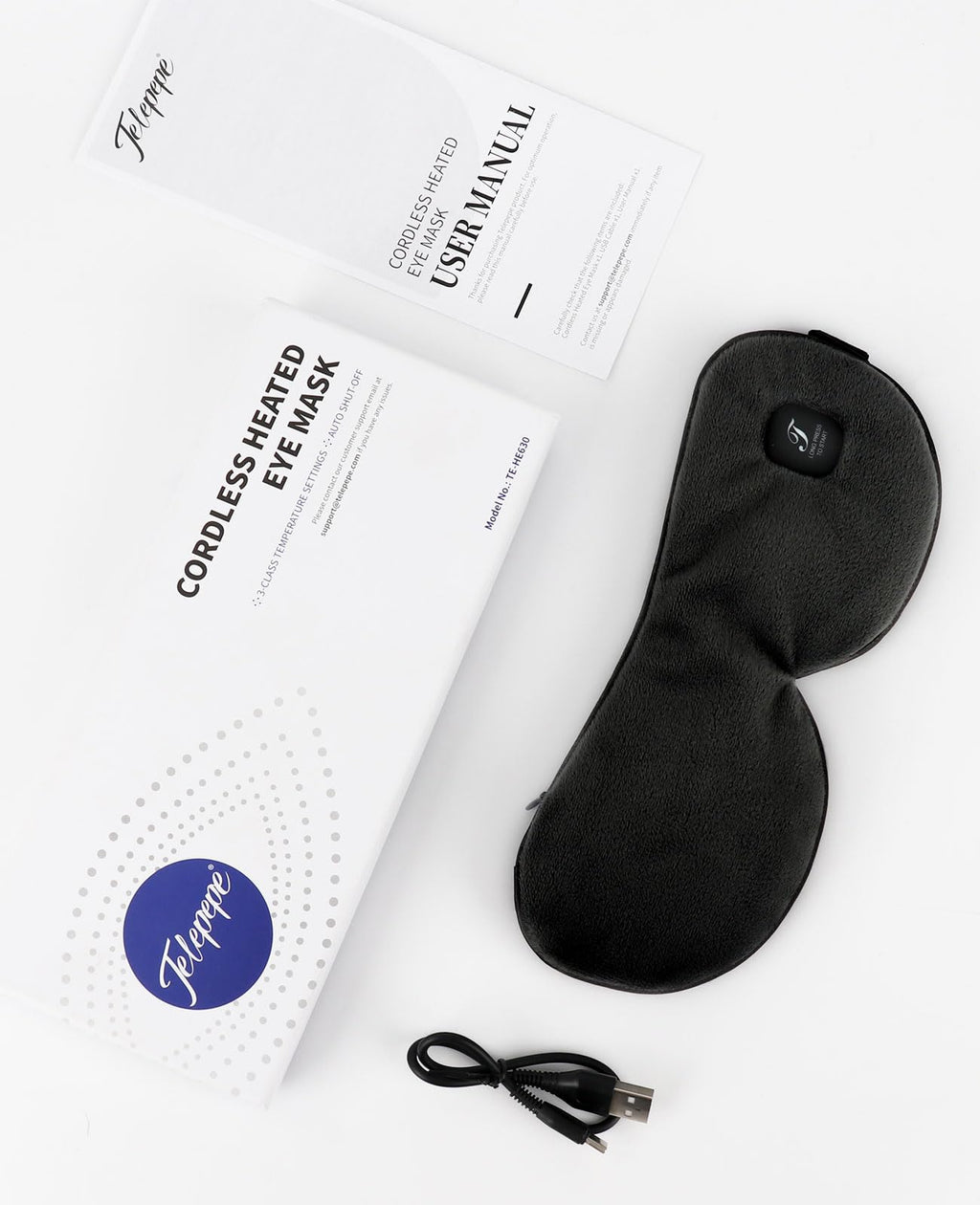 Telepepe Heated Eye Mask Cordless with Rechargeable Battery

