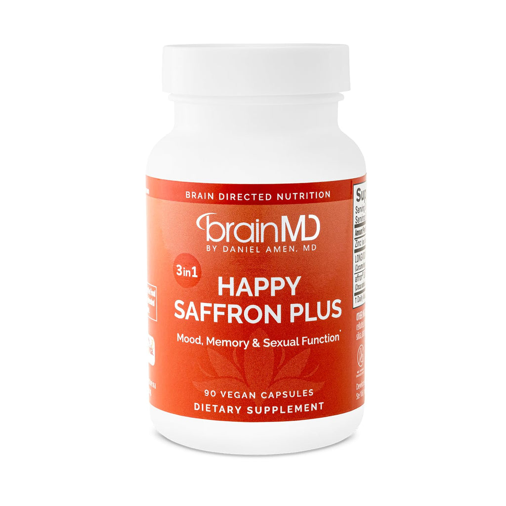 BrainMD Happy Saffron Plus Saffron Curcumin Zinc | Vegan

