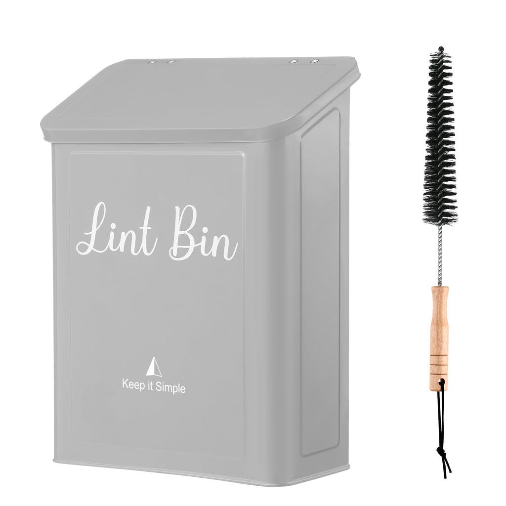 SUBEKYU Magnetic Lint Bin for Laundry Room - Wall-Mounted Lint Box with Lid