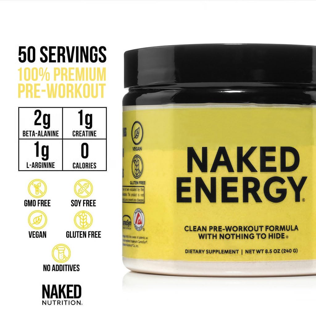 Naked Energy Pre Workout Powder – NSF Certified, Vegan

