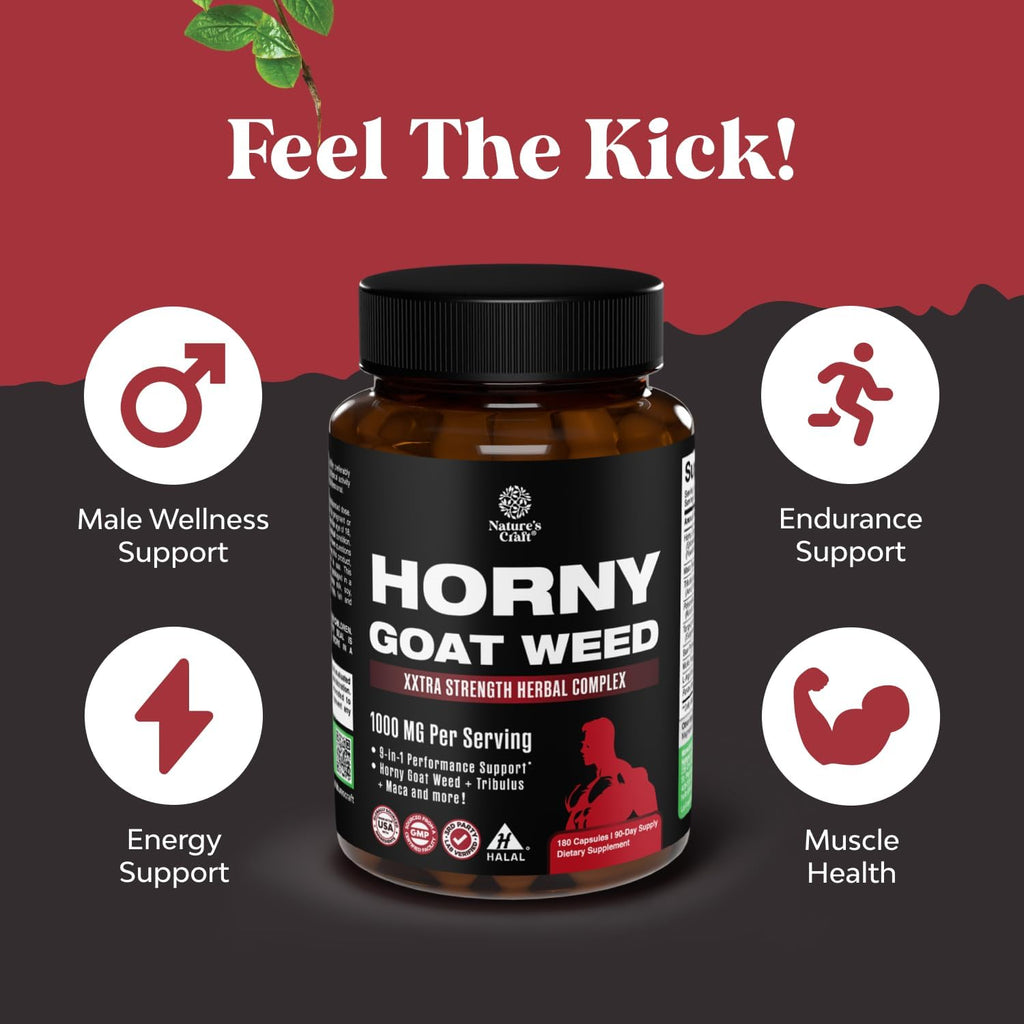 Horny Goat Weed for Men - Extra Strength Herbal Energy

