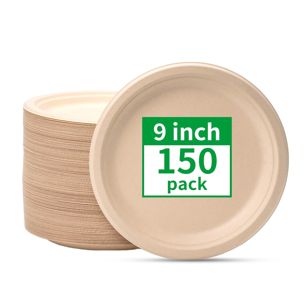 RACETOP Compostable Paper Plates - Heavy Duty Biodegradable Disposable Dinnerware