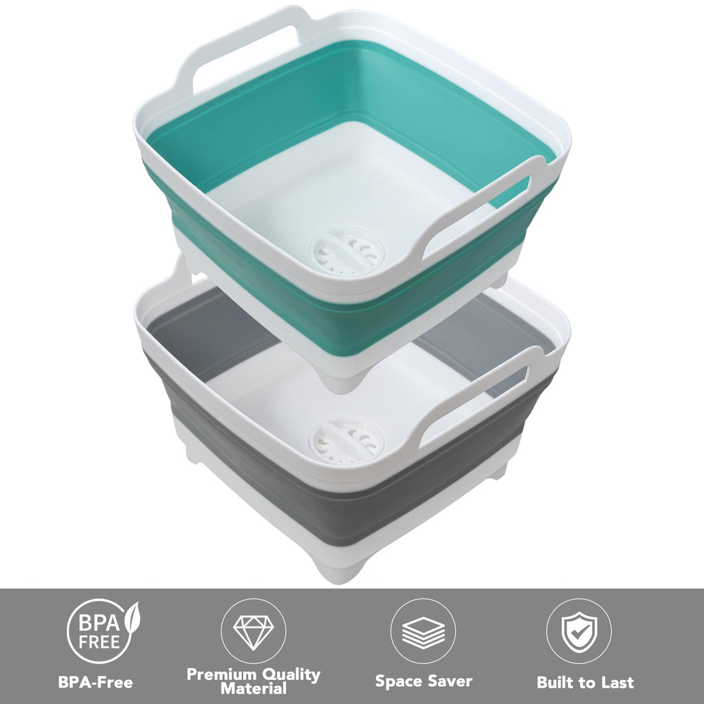 Collapsible Dishpan with Drain Plug – Portable Wash Basin

