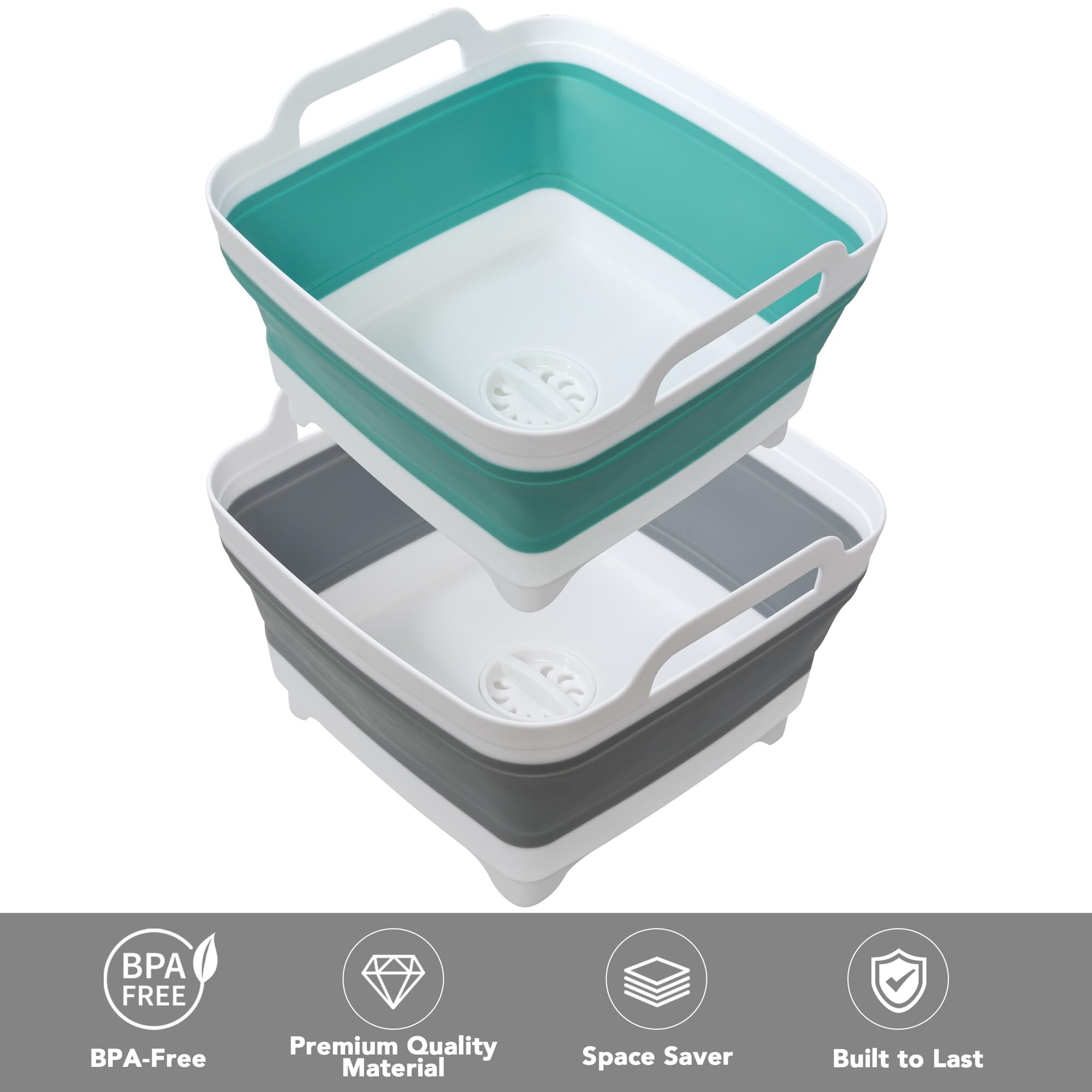 Collapsible Dishpan with Drain Plug – Portable Wash Basin


