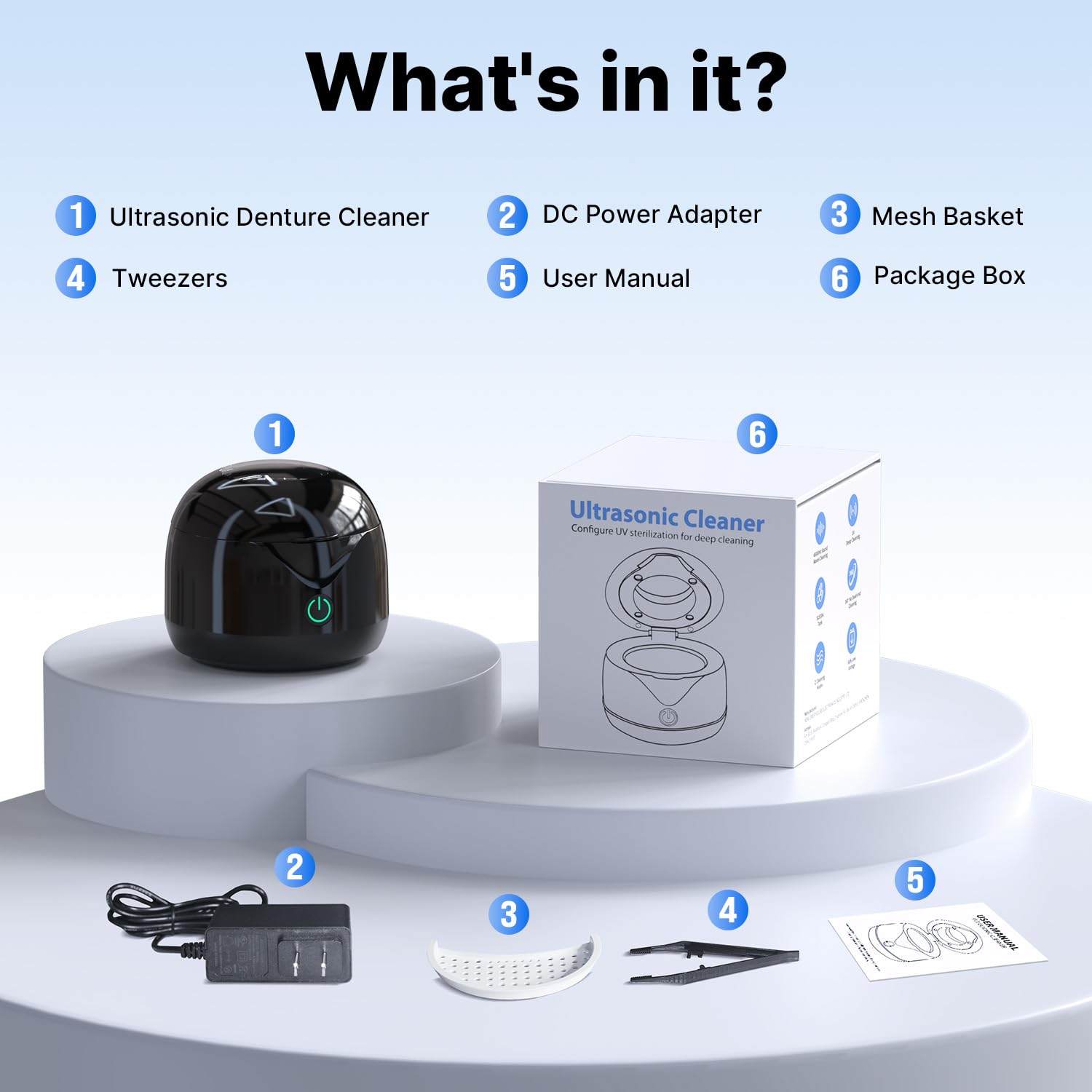 CXRUY Ultrasonic Retainer Cleaner - 45KHz Dental Cleaner

