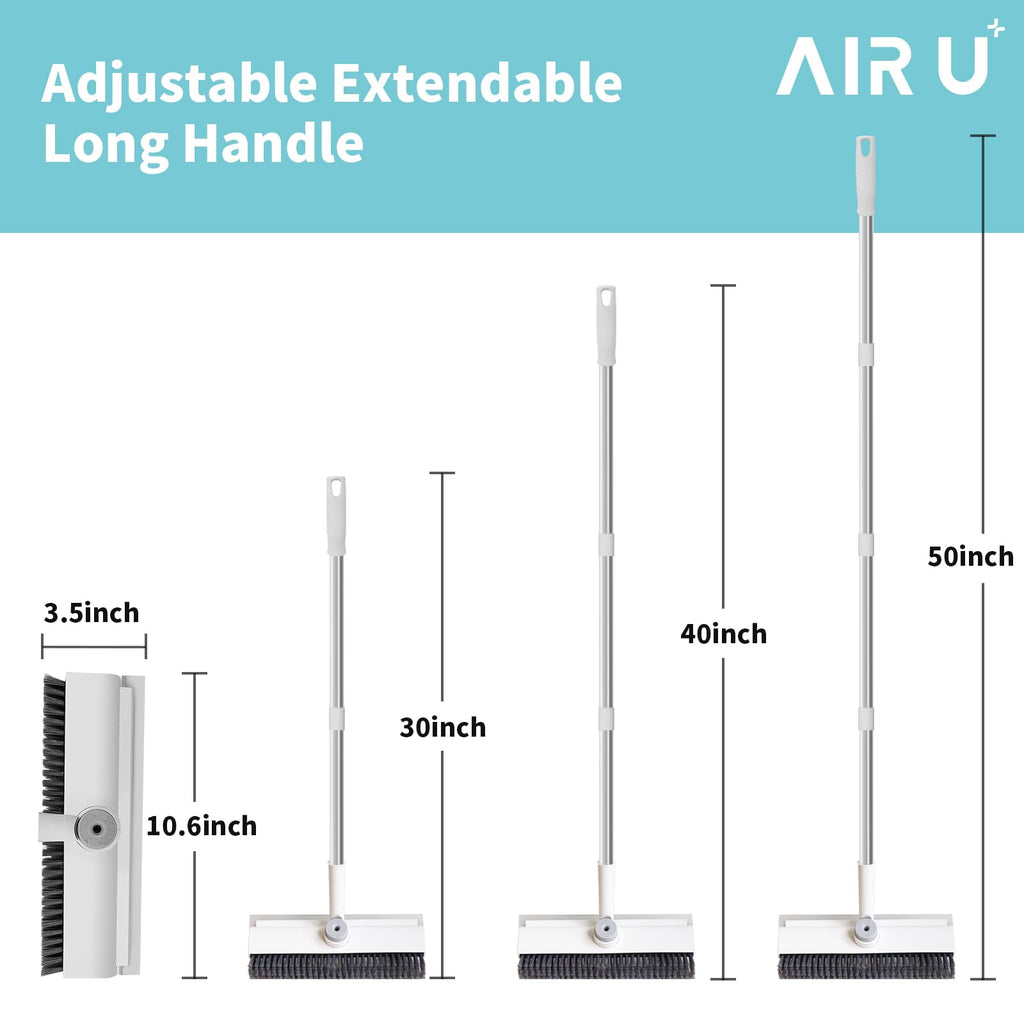 Floor Scrub Brush with Long Handle - 3-in-1 Scraper

