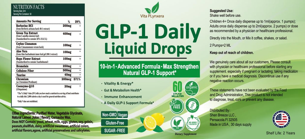 GLP-1 Support Liquid Drops - 10-in-1 Formula for Wellness

