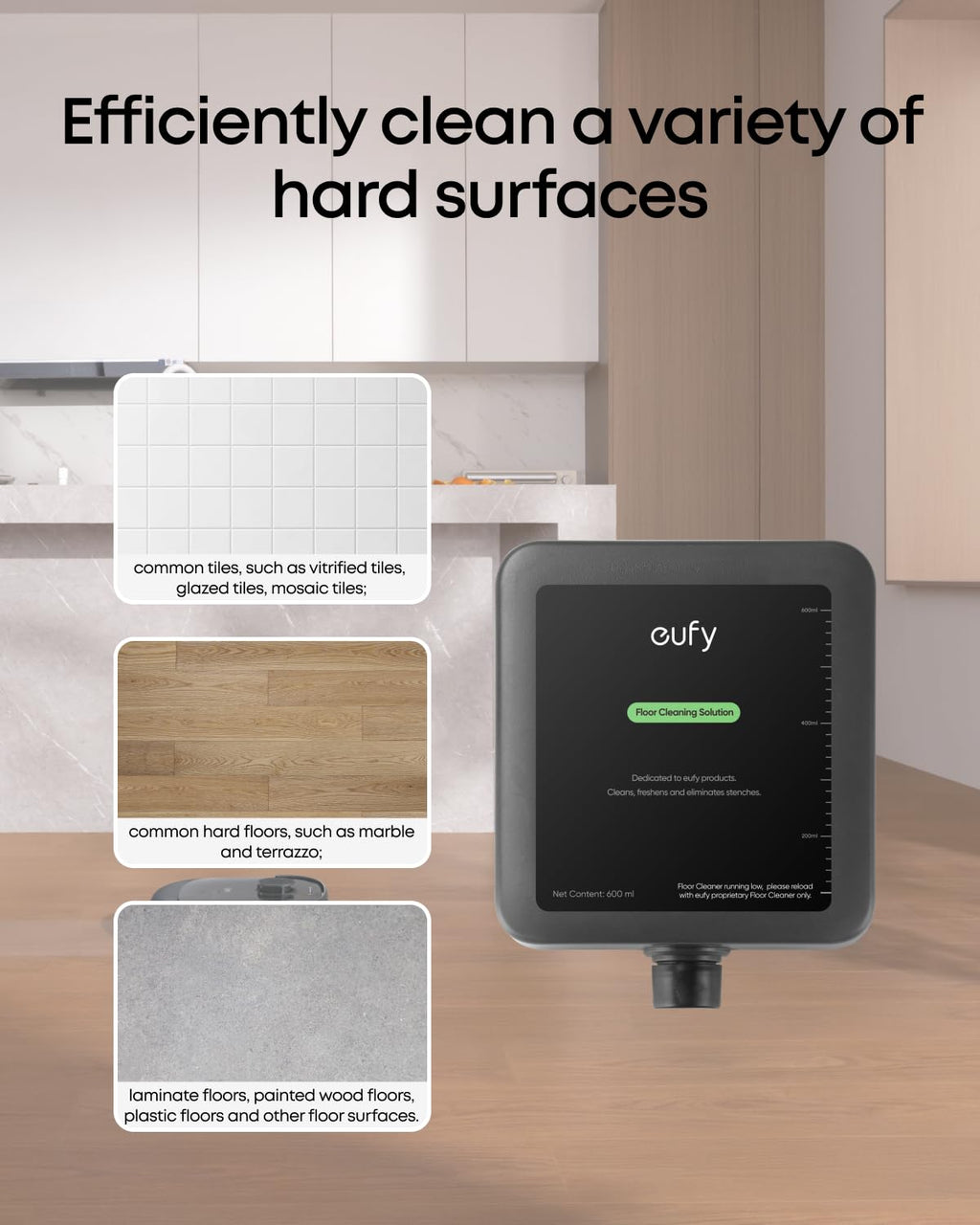 eufy Floor Cleaning Solution - Ready to Use for Hard Floors

