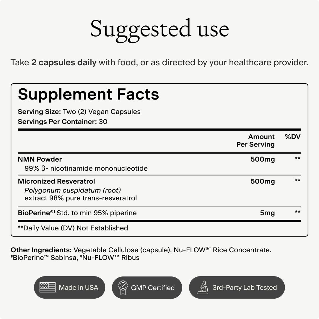 Omre NMN + Resveratrol NAD+ Support | 60 Capsules

