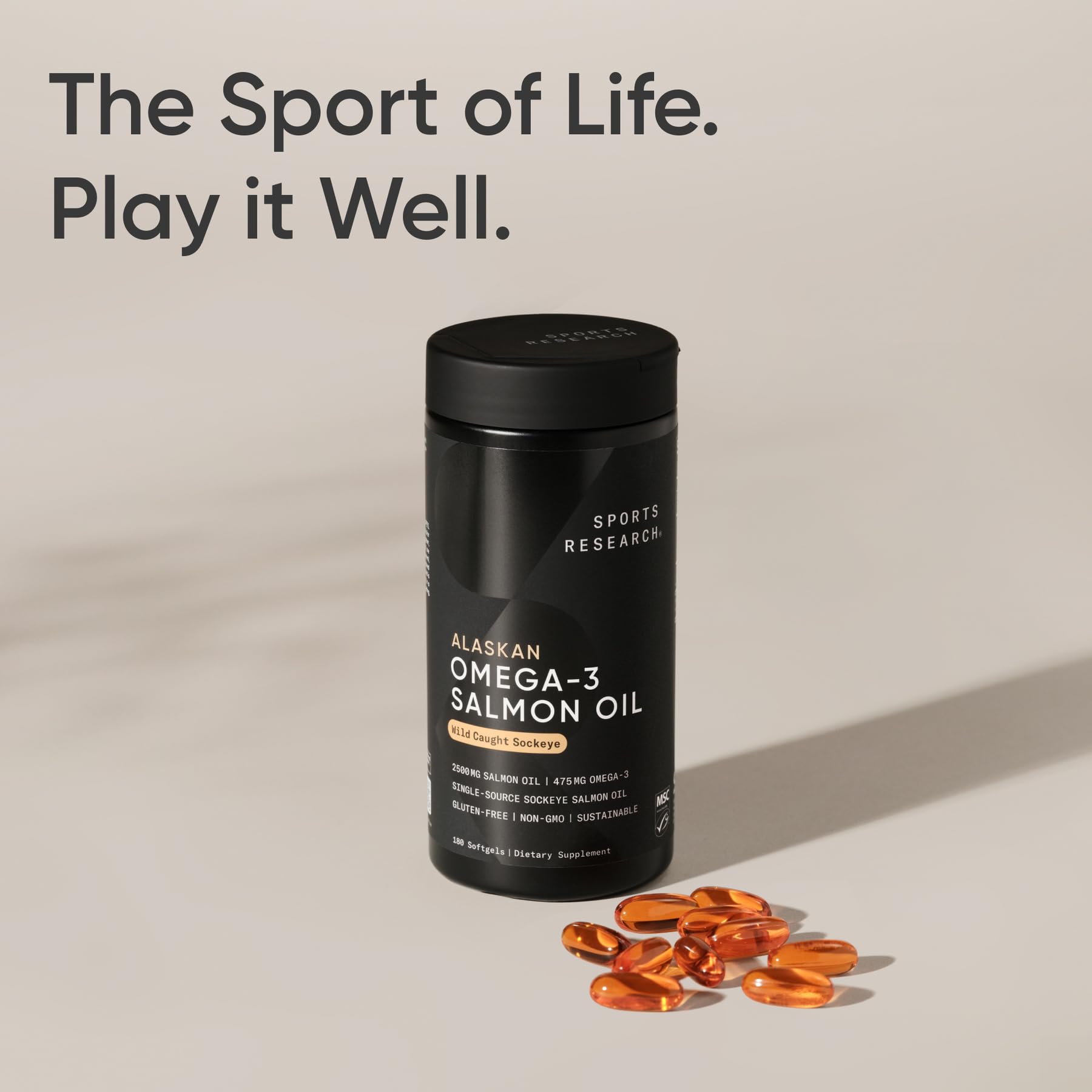 Sports Research Salmon Oil Softgels | Omega-3 EPA & DHA


