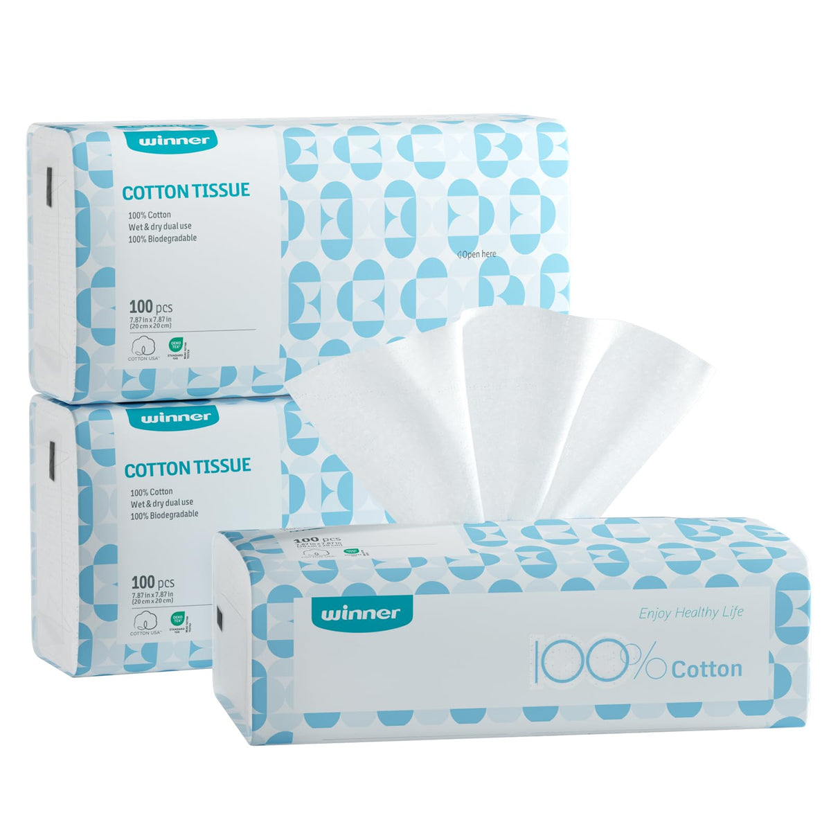 Winner Soft Face Towels - Unscented Pure Cotton Disposable Towelettes
