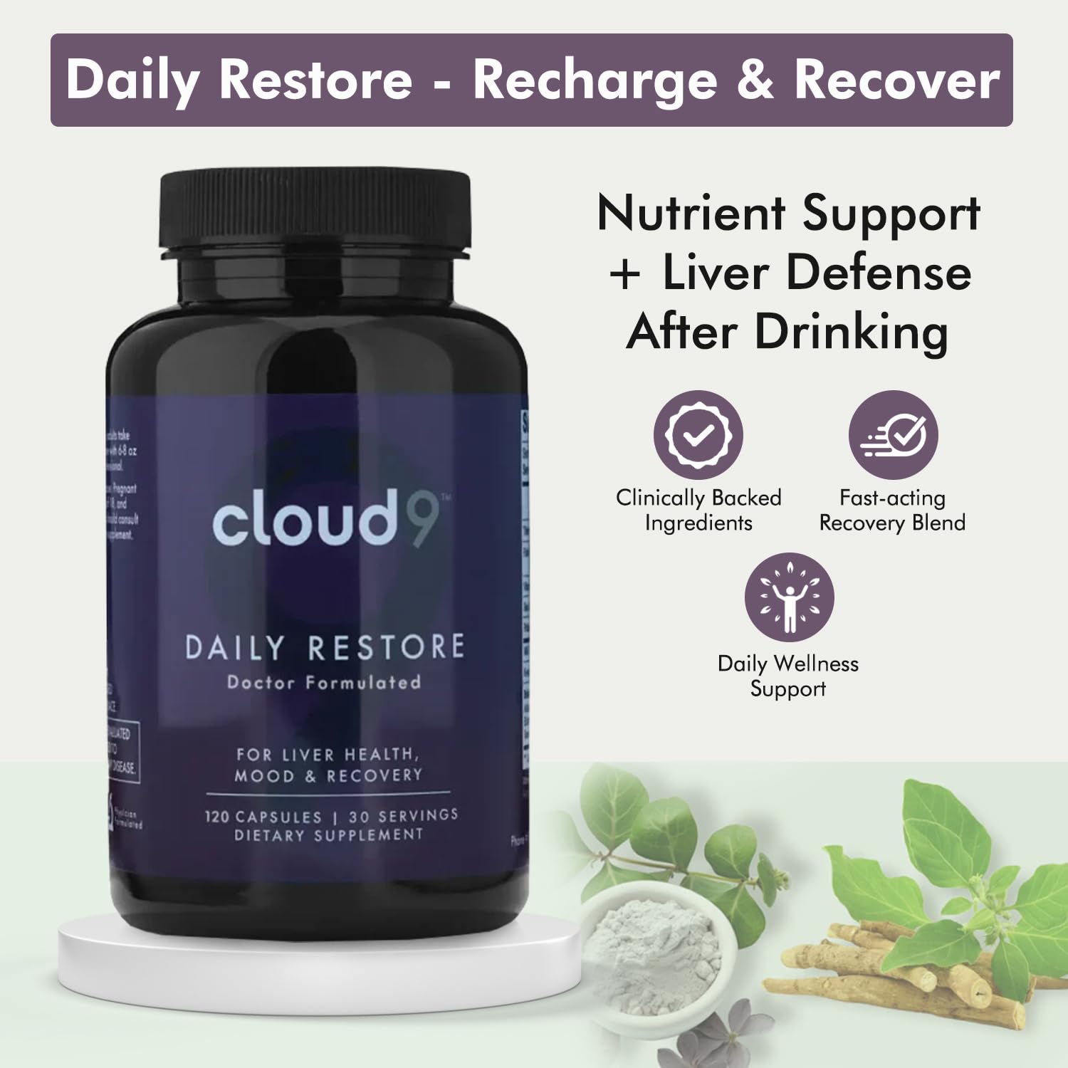 Cloud9 Daily Restore Liver Detox & Recovery Supplement


