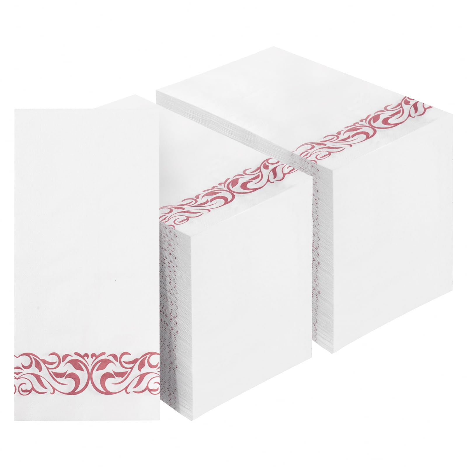 BESTVIP Disposable 3-Ply Napkins with Decorative Border