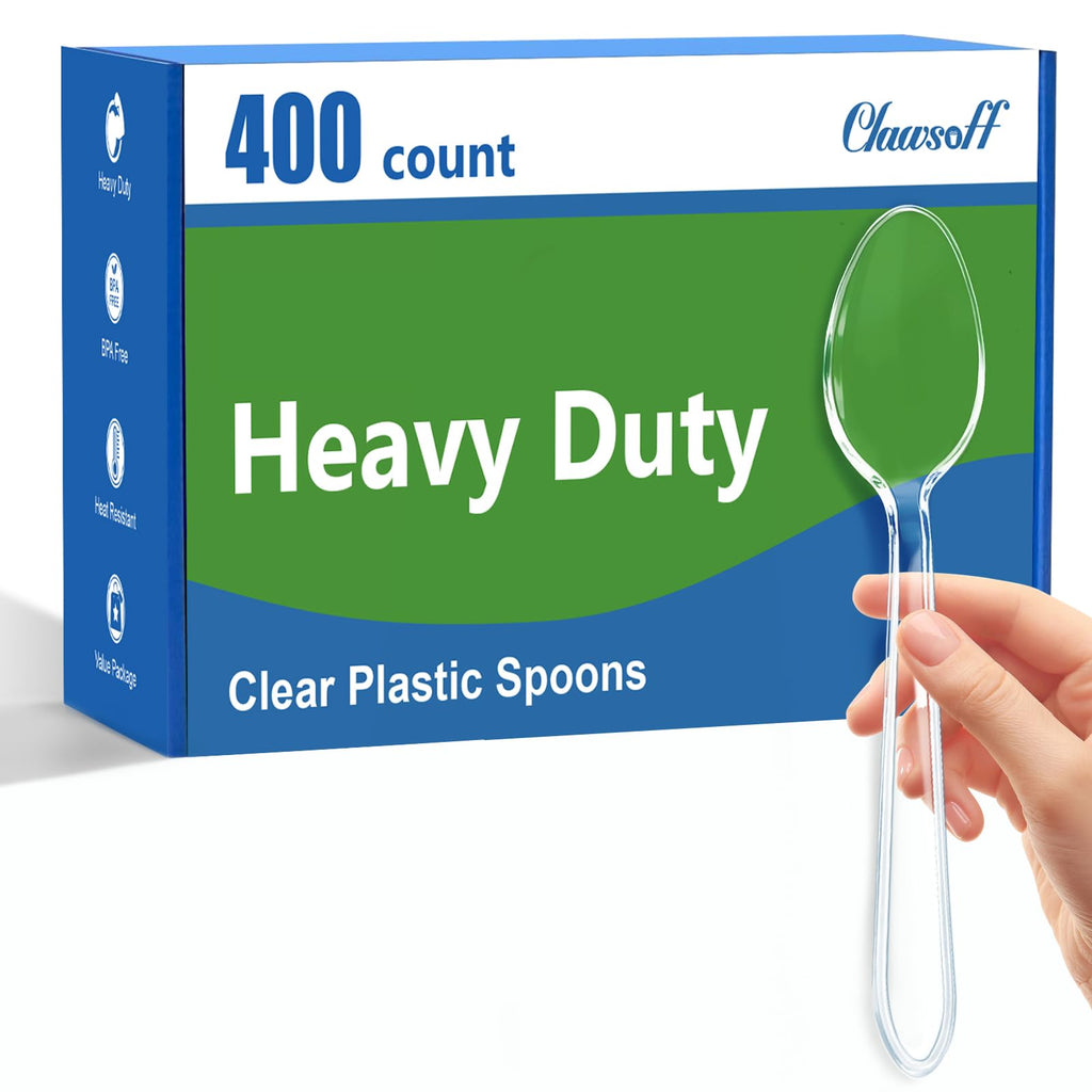 Clawsoff Clear Plastic Spoons Disposable Cutlery BPA-Free

