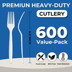 Disposable Plastic Cutlery Set - Heavy-Duty Forks & Spoons

