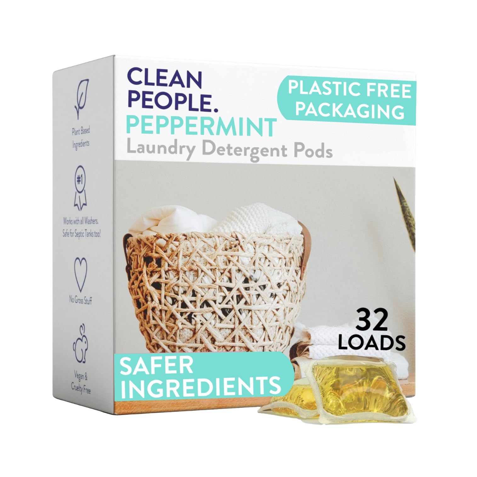 The Clean People Laundry Detergent Pods - Hypoallergenic Plant-Based Formula