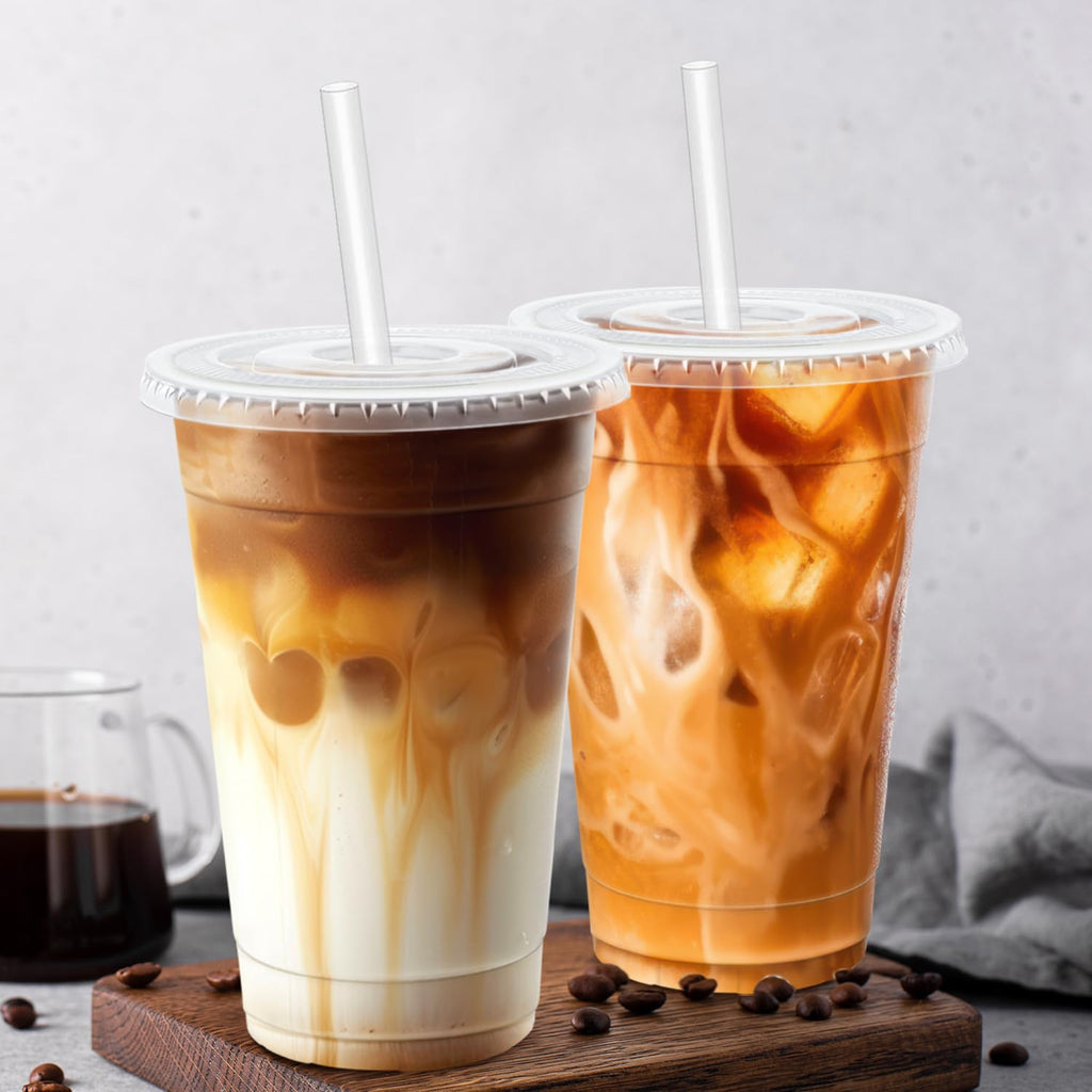 Clear Plastic Cups with Lids and Straws - BPA-Free

