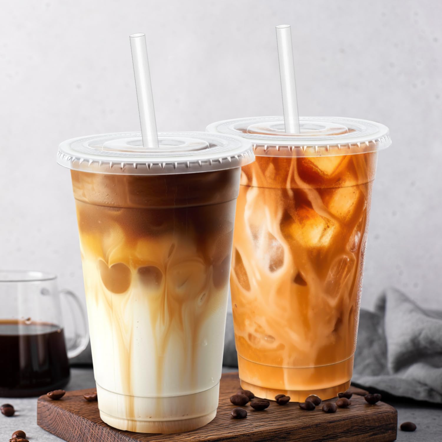 Clear Plastic Cups with Lids and Straws - BPA-Free

