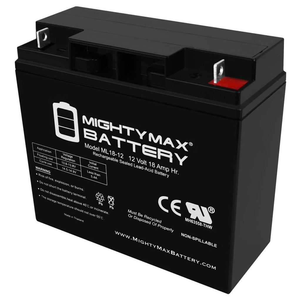 Mighty Max ML18-12 12V 18Ah AGM Battery NB Terminal

