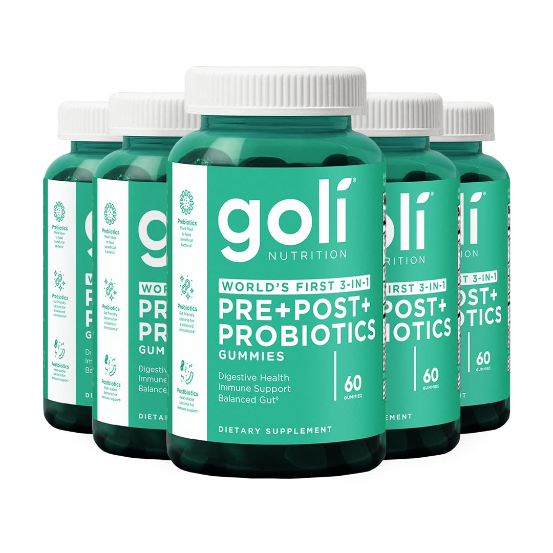 Goli Pre Pro Postbiotic Gummies - 3-in-1 Formula with DE111, XOS & MCC1849 (Vegan)