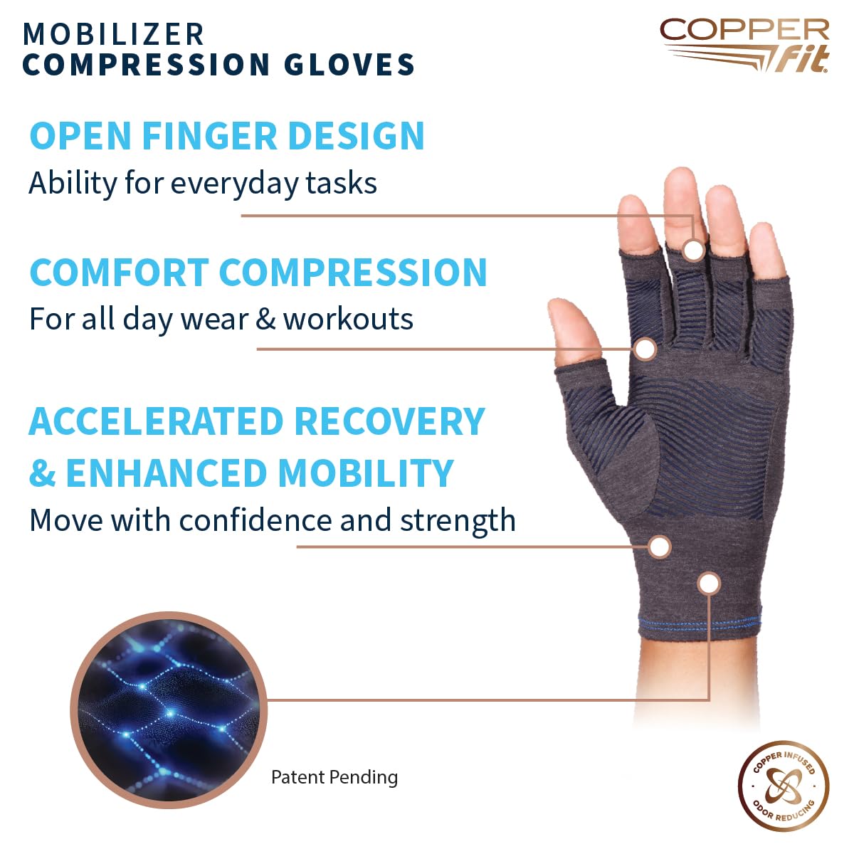 Copper Fit Mobilizer Hand Compression Gloves for Arthritis

