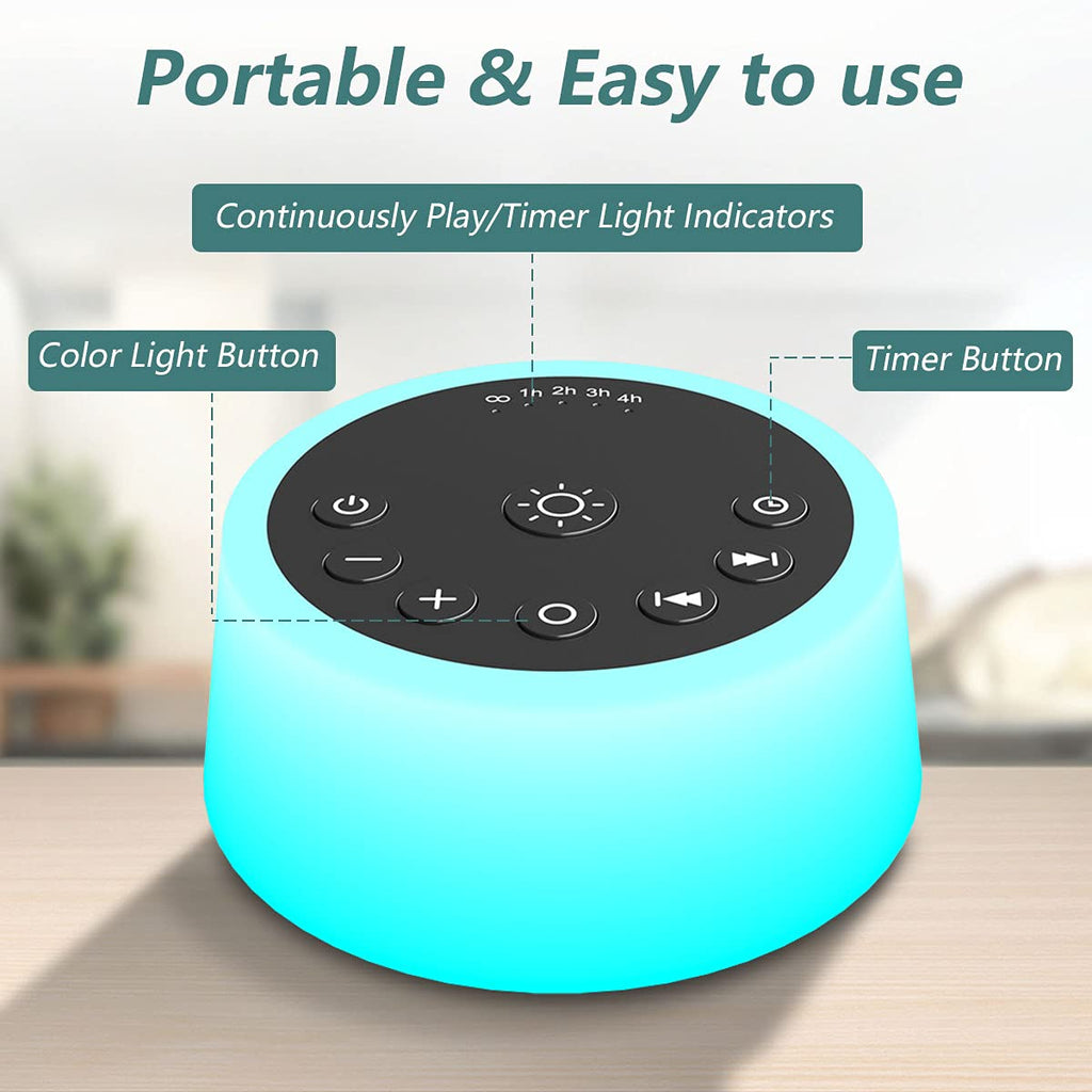Sleep Sound Machine 25 Sounds Night Light

