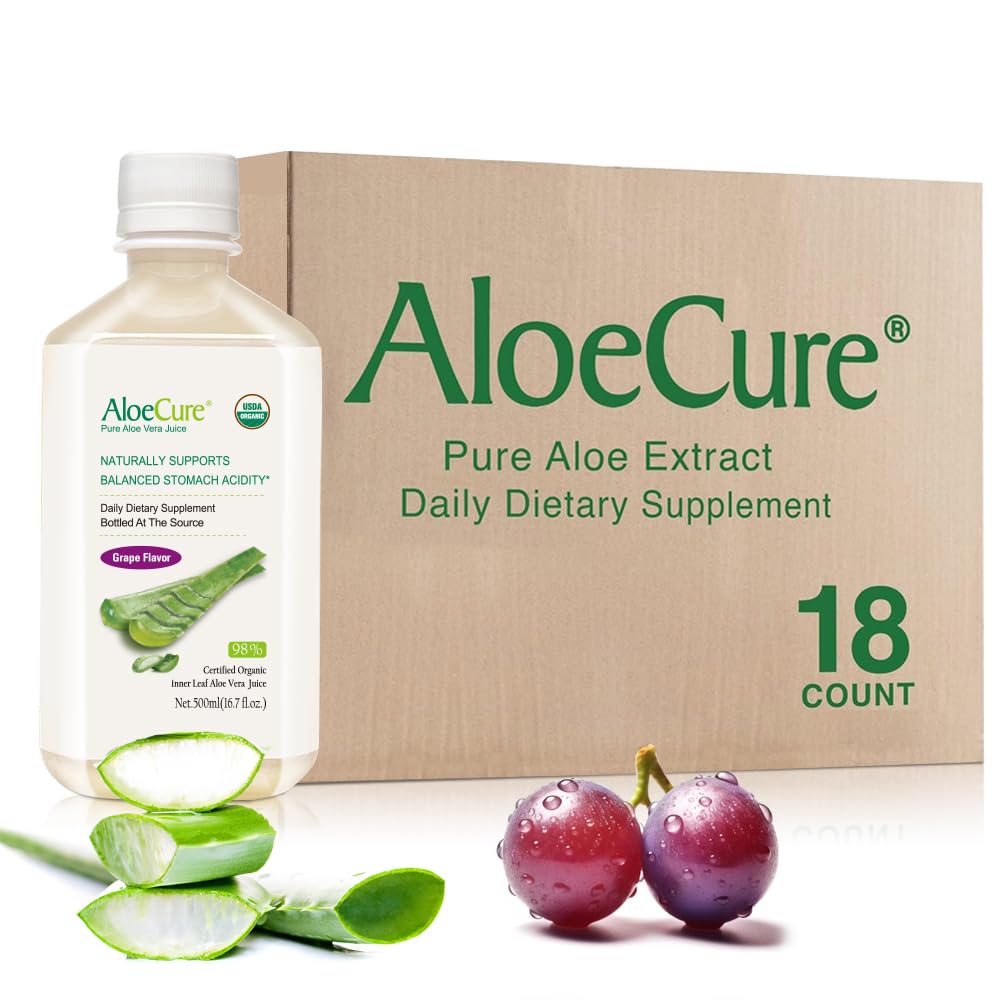 AloeCure USDA Organic Aloe Vera Juice Inner Leaf Gel Dietary Supplement
