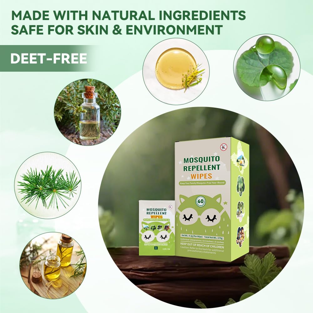 Mosquito Repellent Wipes with Plant-Based Oils

