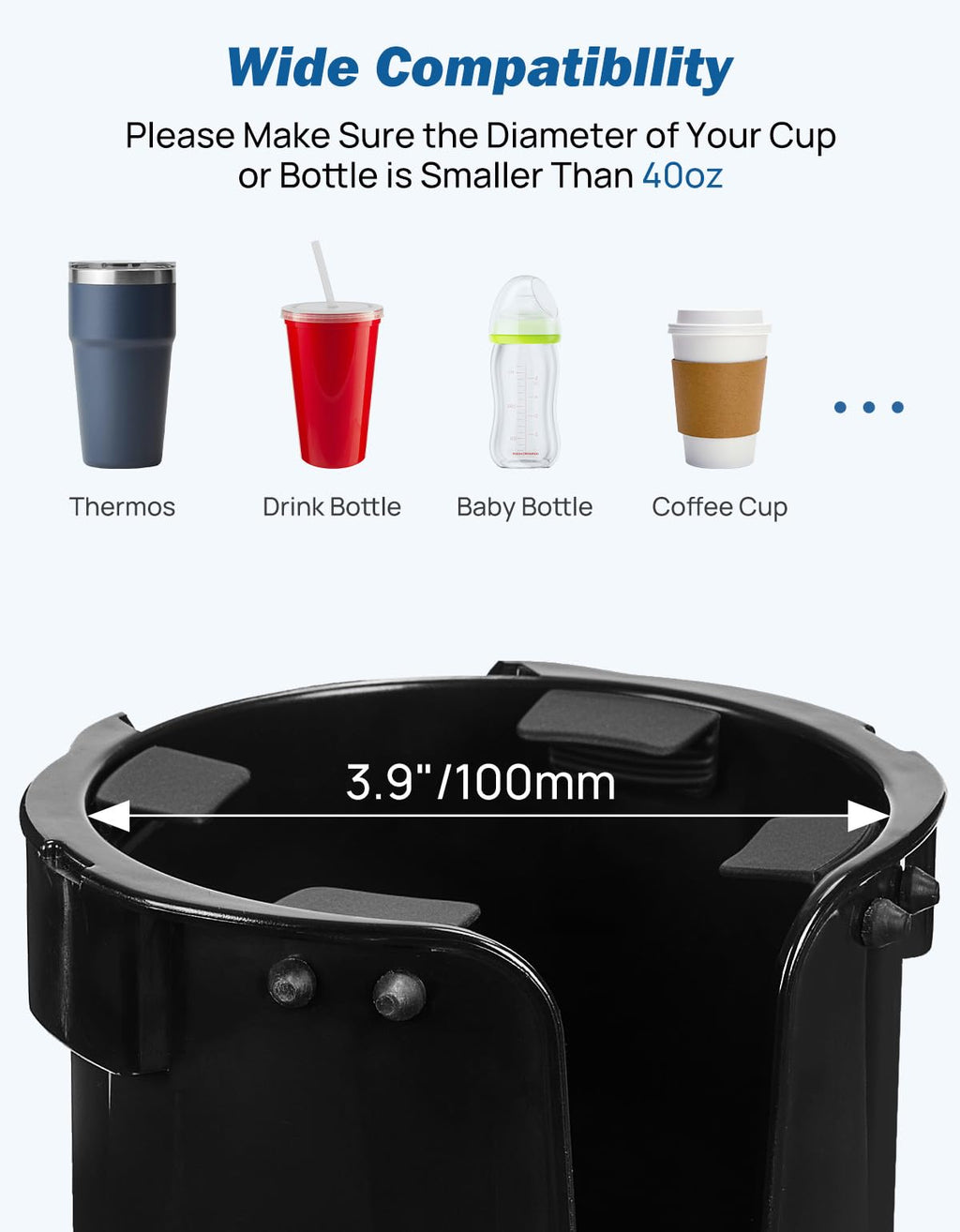 JOYTUTUS Wheelchair Cup Holder 2-in-1 with Storage

