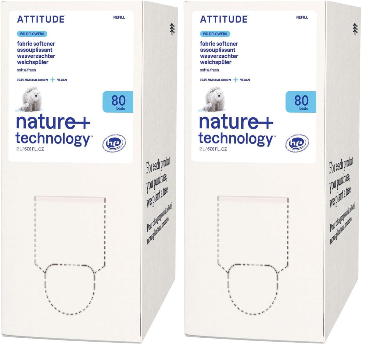 ATTITUDE Liquid Fabric Softener Refill – Plant-Based & Vegan, HE Compatible