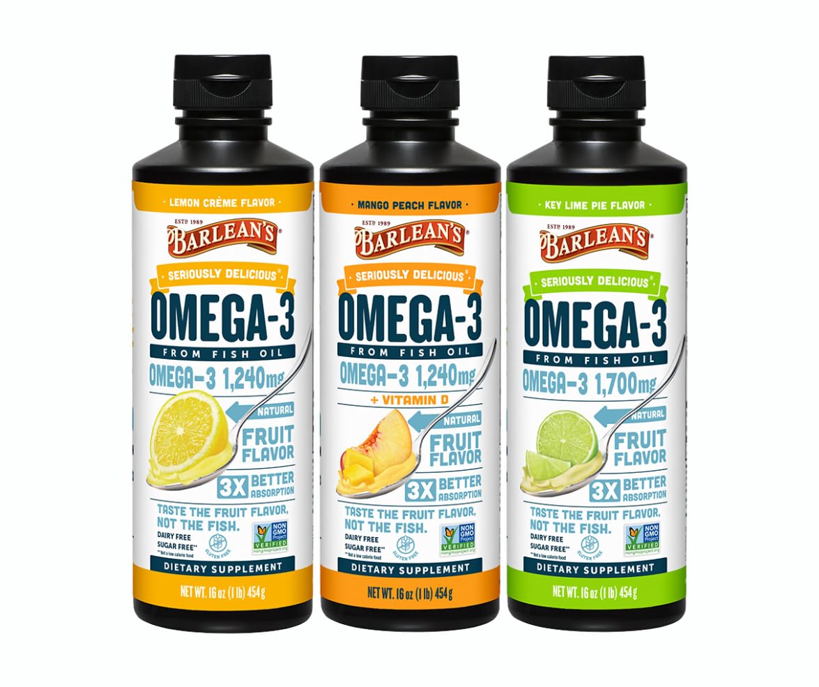 Barlean's Omega-3 Fish Oil Liquid Supplement 1080 mg EPA/DHA