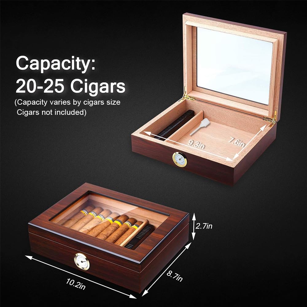 Bald Eagle Cigar Humidor with Glass Top | Desktop Humidor Box

