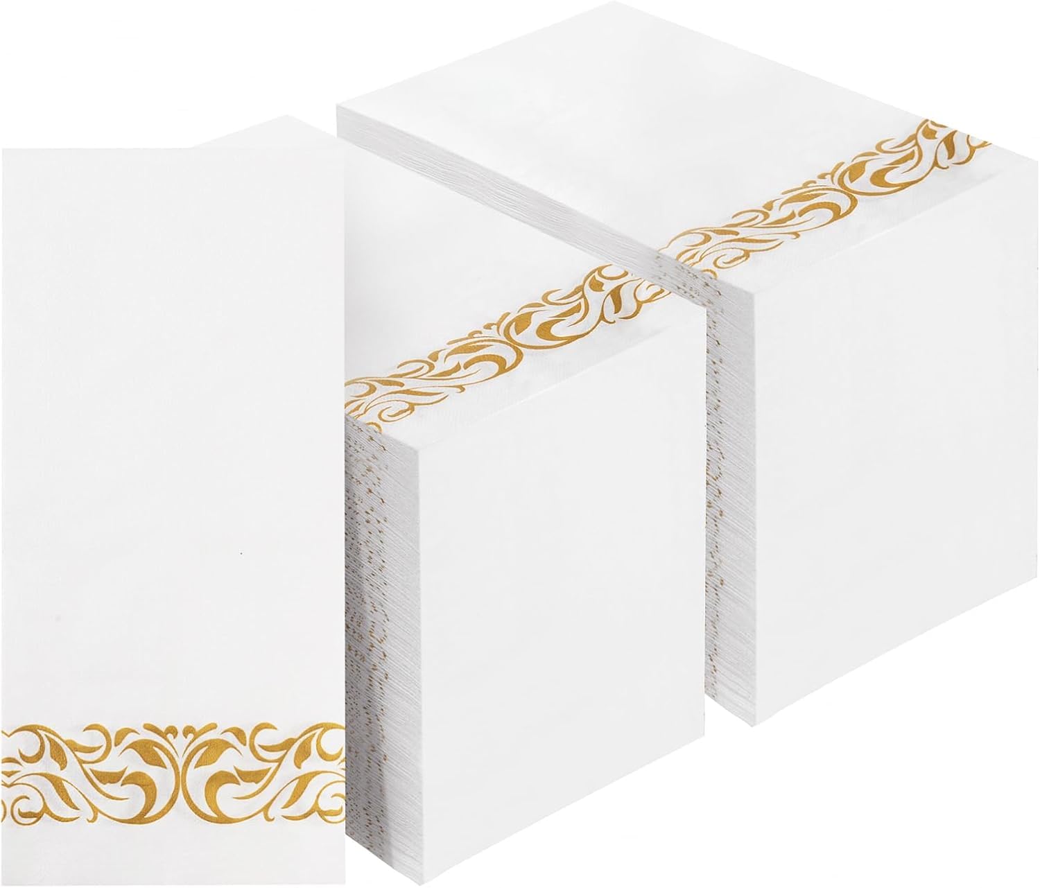 BESTVIP Disposable 3-Ply Napkins with Decorative Border