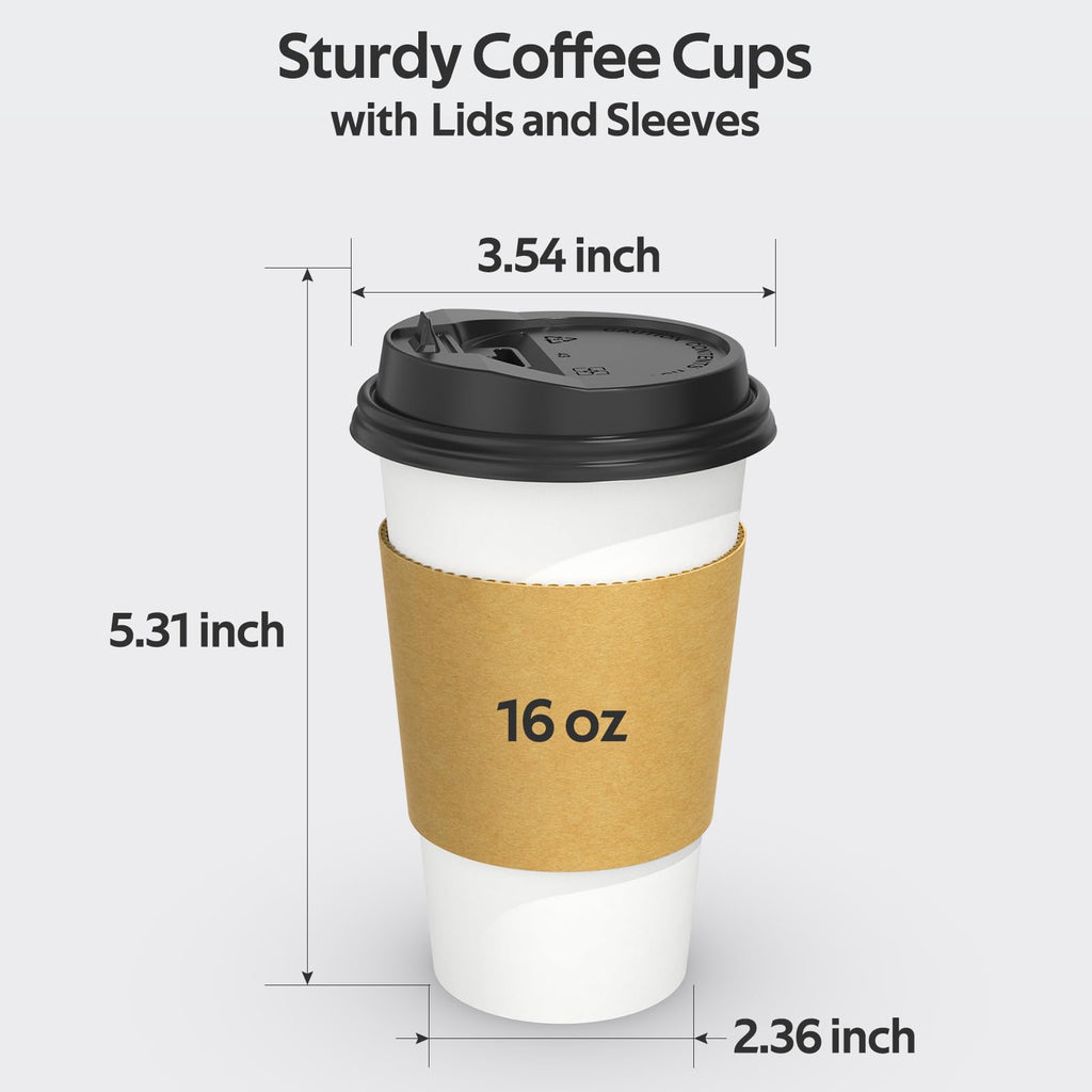Dealusy Disposable Coffee Cups with Lids and Sleeves

